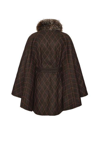 Reversible cape with fur trim - Image 4