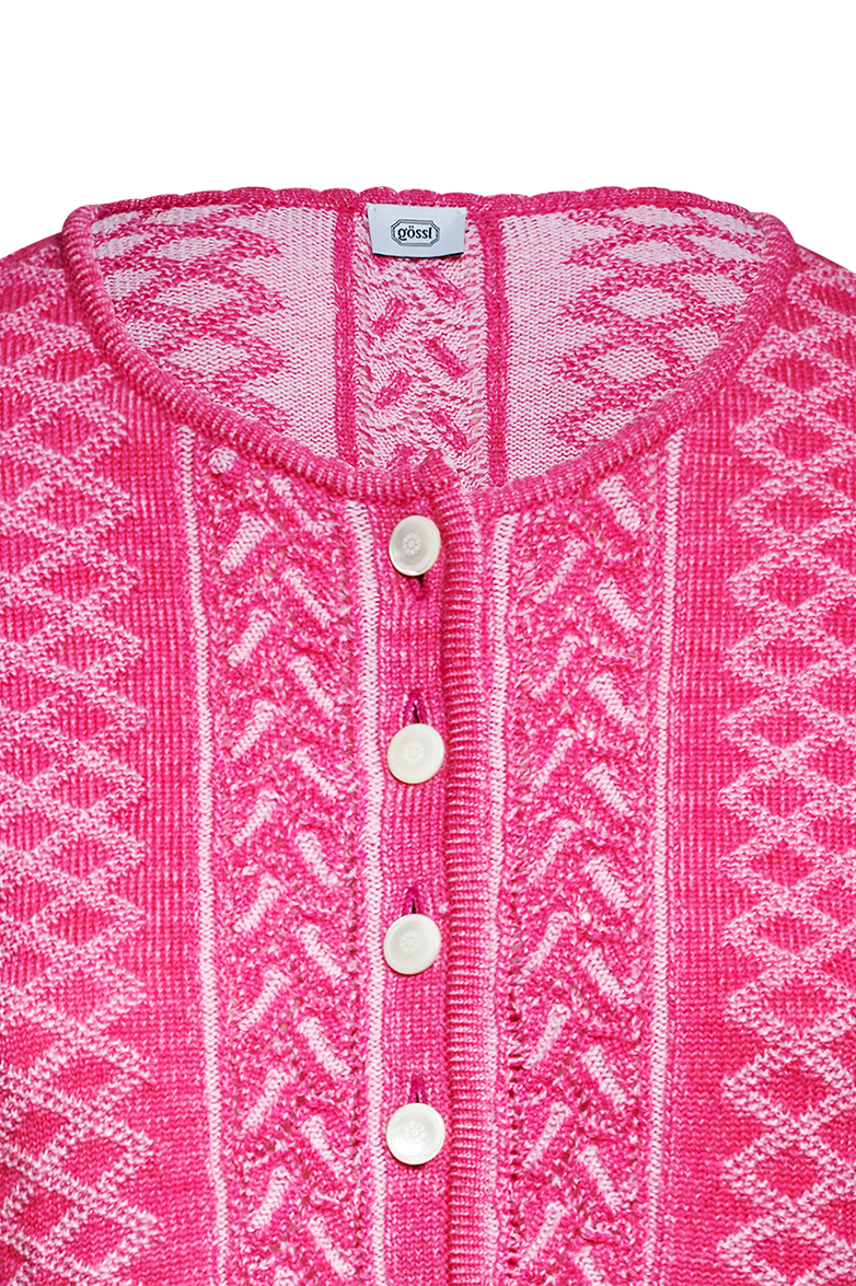 Plated cardigan with brocade pattern - Image 3