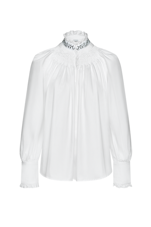 Festive blouse with standing pleats