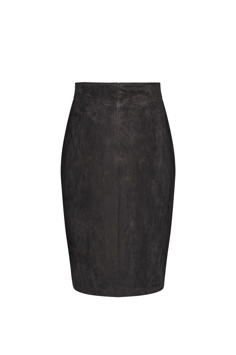 Suede skirt with rounded corners - Image 5