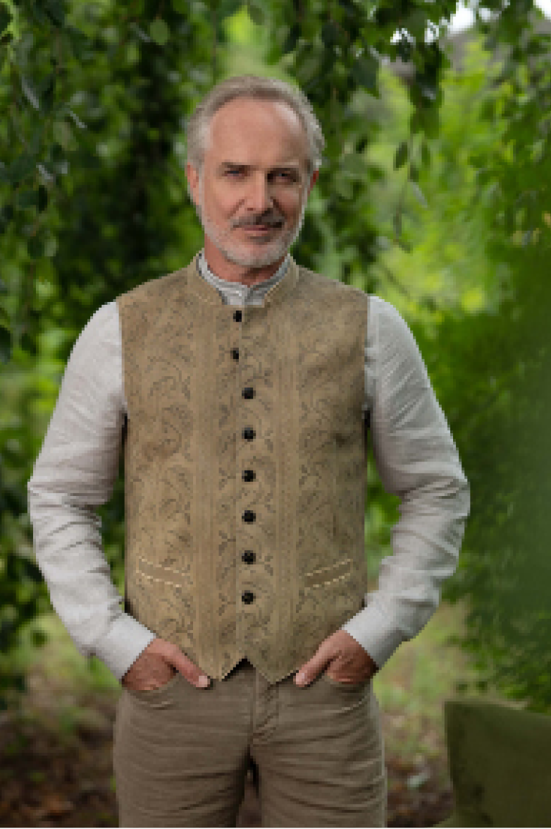 Gilet aus Leder mit Handdruck - Bild 7
