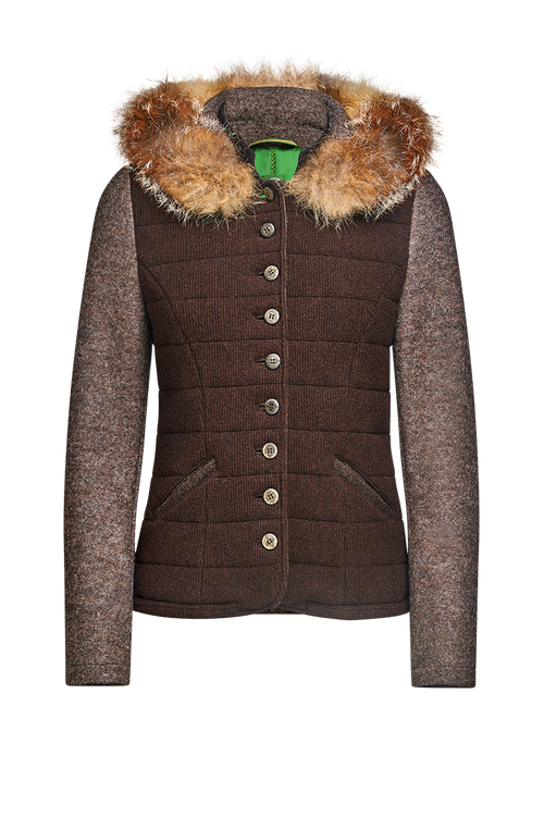 Quilted cardigan with Walk and fox