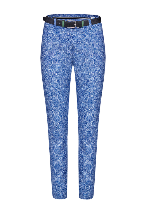 Chinos with ornamental print