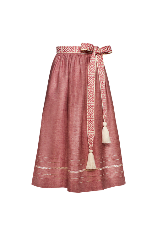 Linen apron with handwork