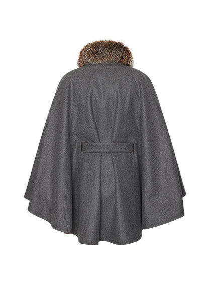 Reversible cape with fur trim - Image 2