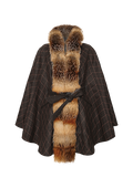 Reversible cape with fur trim - thumbnail 3
