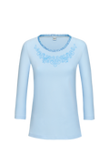 Shirt with floral wool-thread embroidery - thumbnail 1