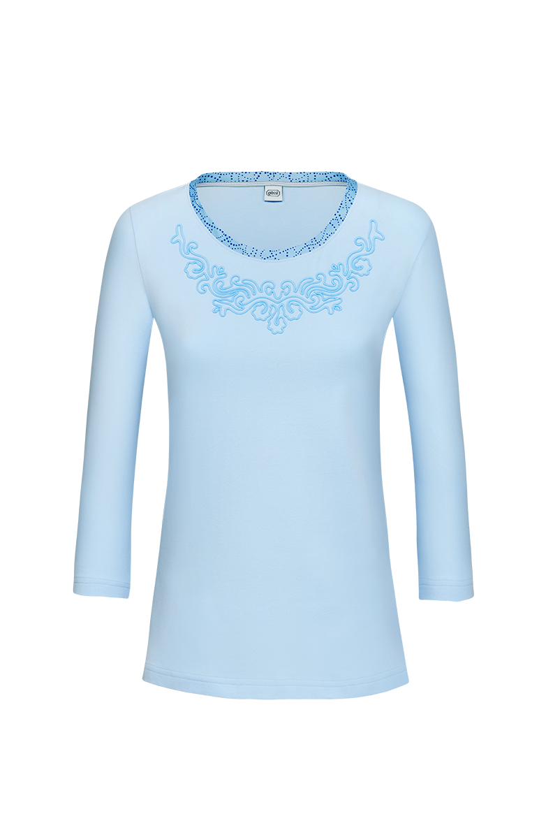 Shirt with floral wool-thread embroidery - Image 1