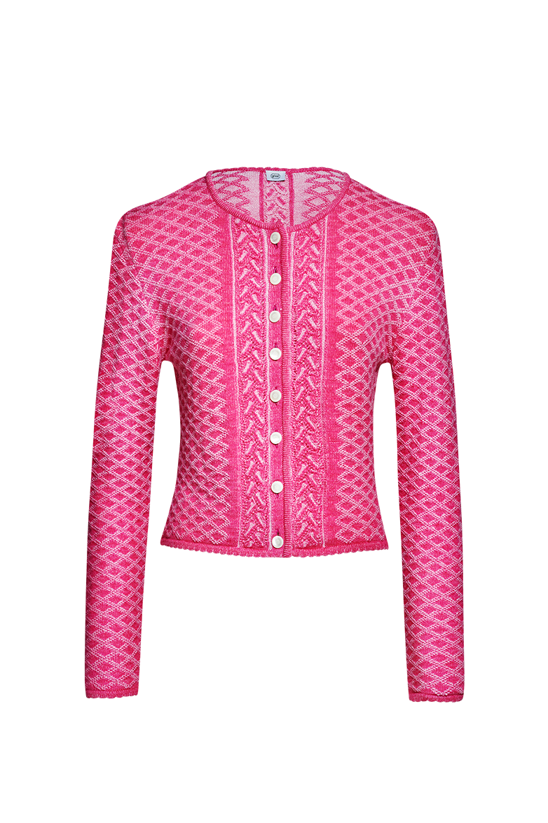 Plated cardigan with brocade pattern - Image 1