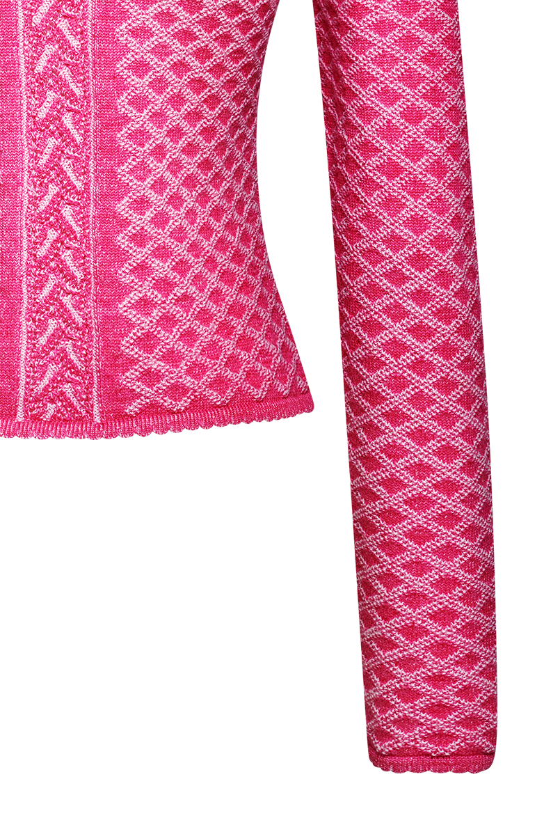 Plated cardigan with brocade pattern - Image 6