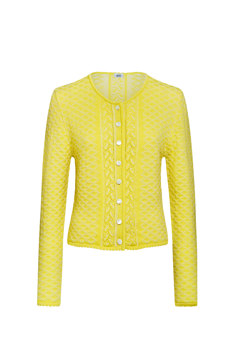 Plated cardigan with brocade pattern - Image 1
