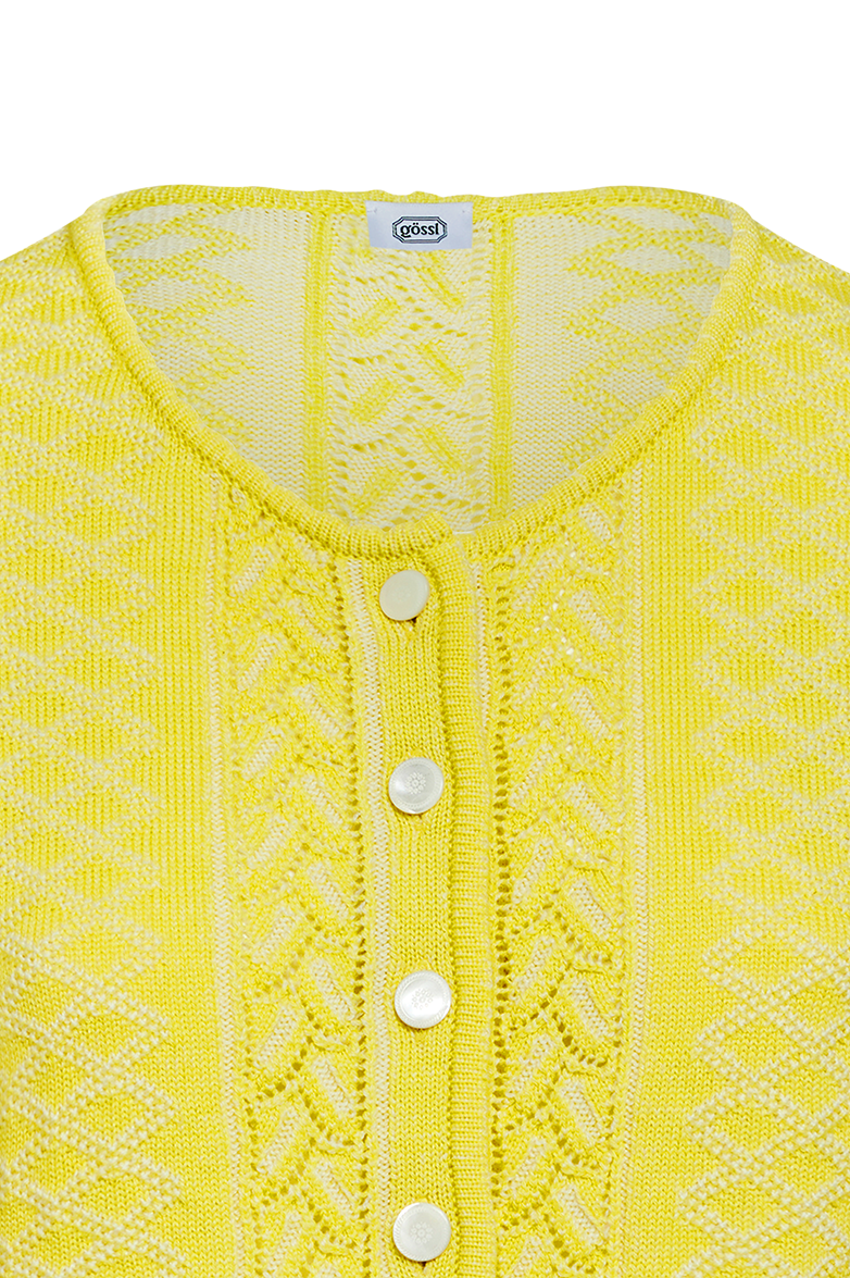 Plated cardigan with brocade pattern - Image 3