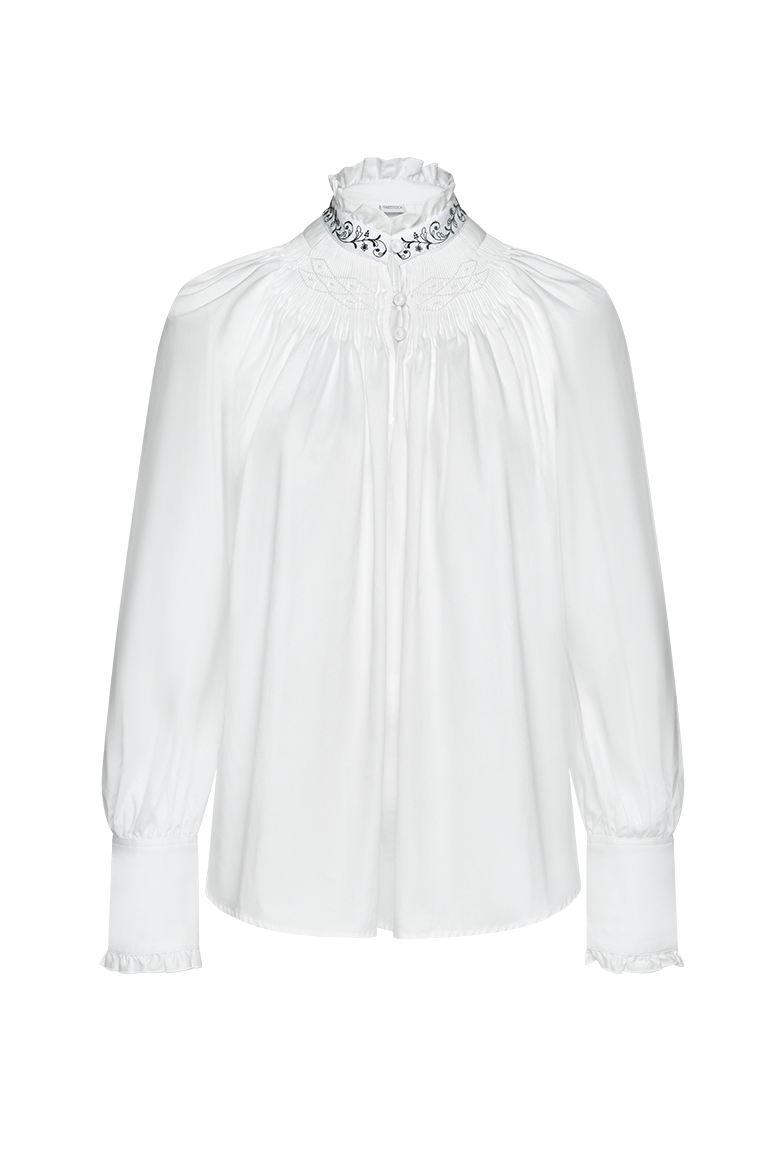 Festive blouse with standing pleats - Image 1