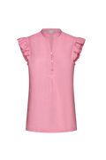 Linen blouse with flutter sleeves - thumbnail 1