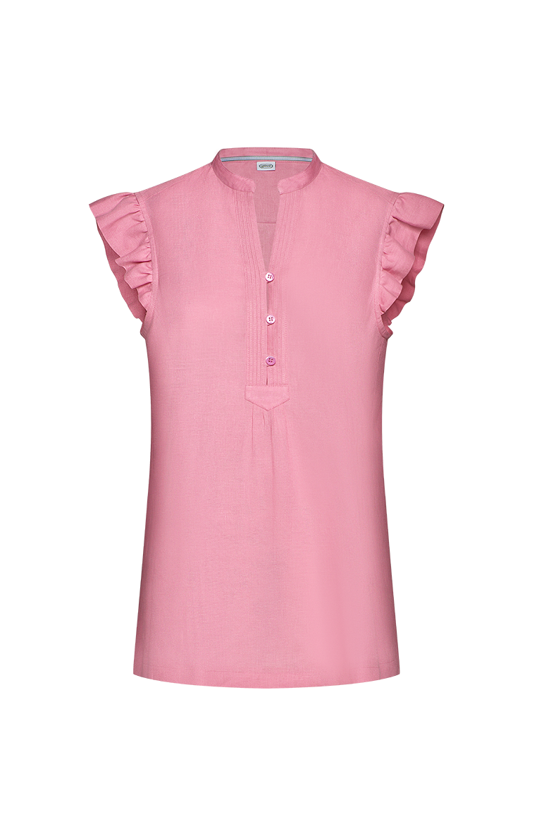 Linen blouse with flutter sleeves - Image 1