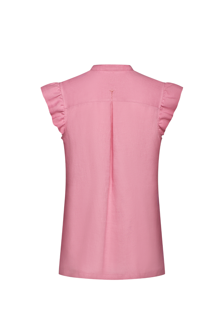 Linen blouse with flutter sleeves - Image 2