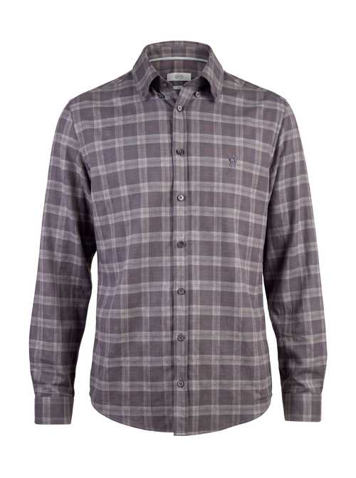 Button-down check shirt
