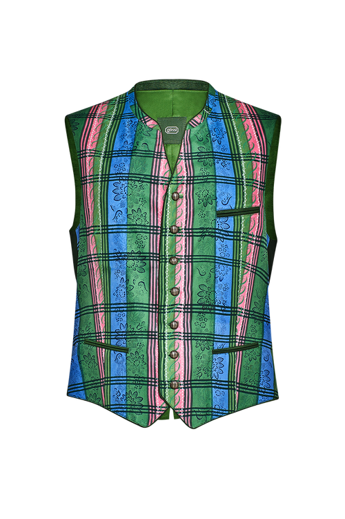 Hand-printed Gilet in pure silk