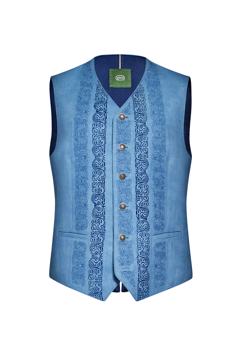 Blaudruck Gilet with relief embroidery - Image 1