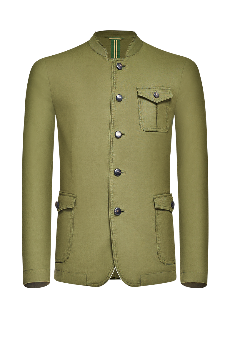 Patinated cotton/linen jacket - Image 1