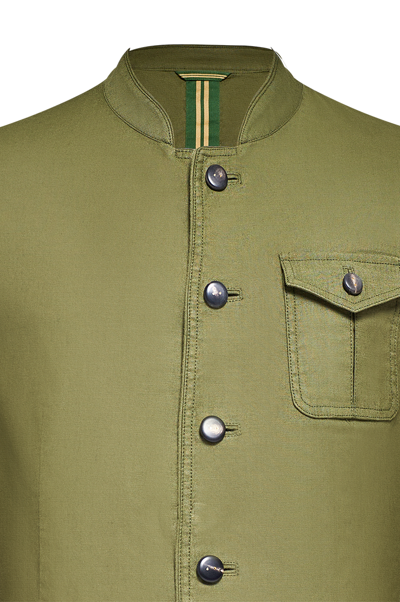 Patinated cotton/linen jacket - Image 3