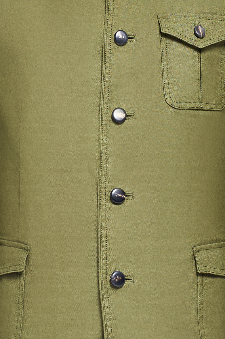 Patinated cotton/linen jacket - Image 4