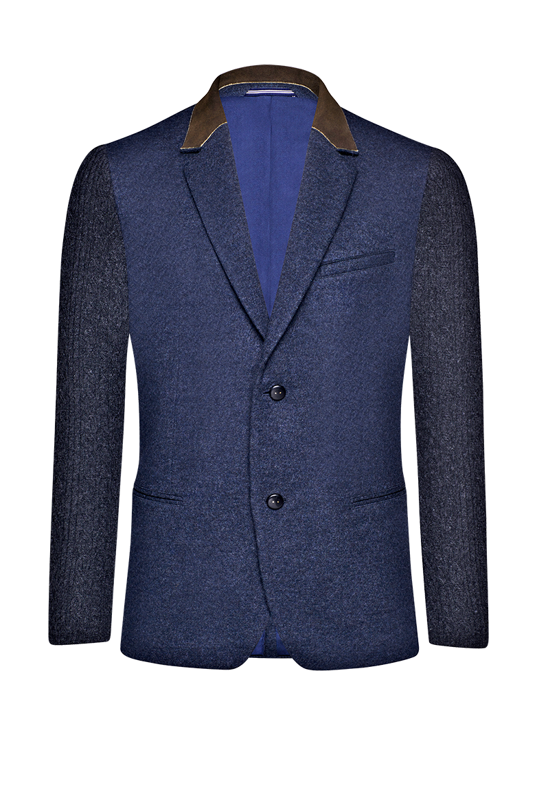 Lapel jacket with patterned knit - Image 1