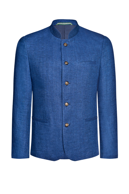 Linen jacket with stand collar