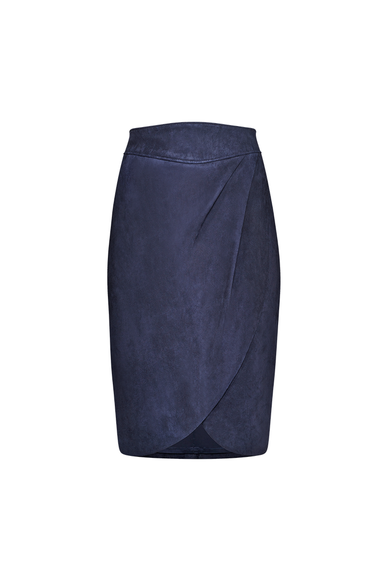 Suede skirt with rounded corners - Image 1