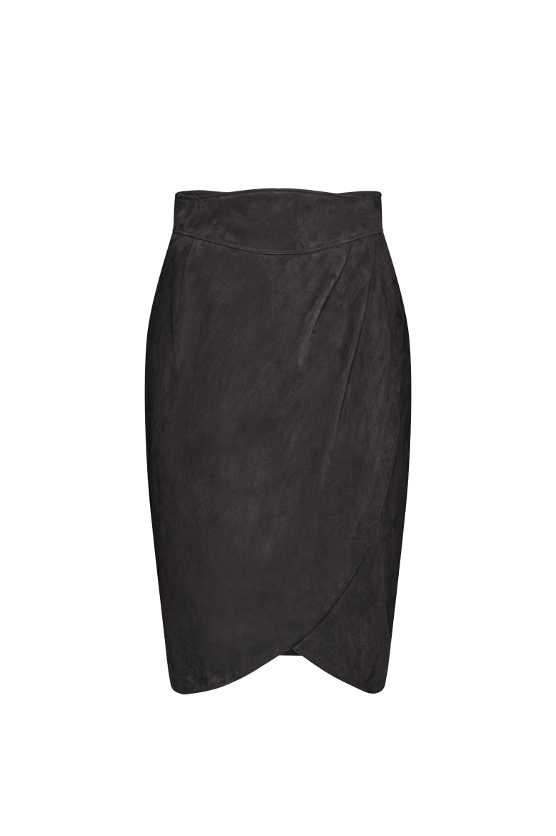 Suede skirt with rounded corners - Image 2