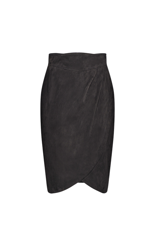 Suede skirt with rounded corners