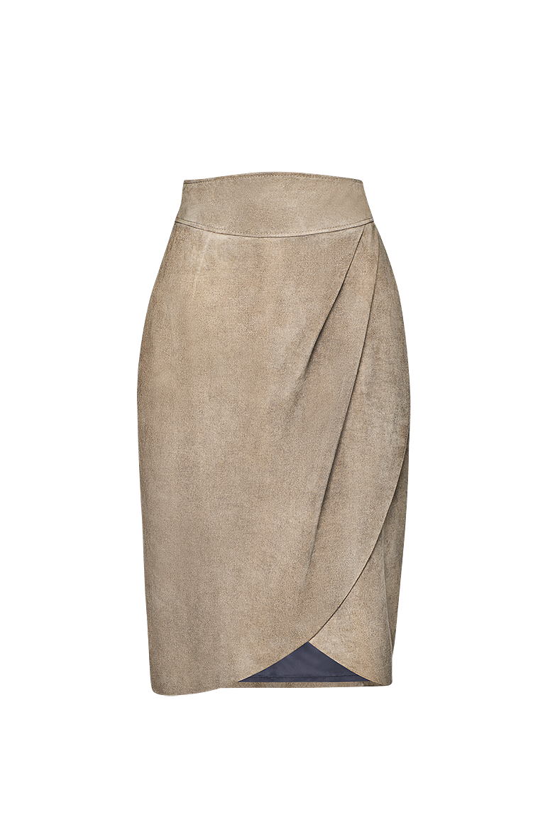 Suede skirt with rounded corners - Image 3