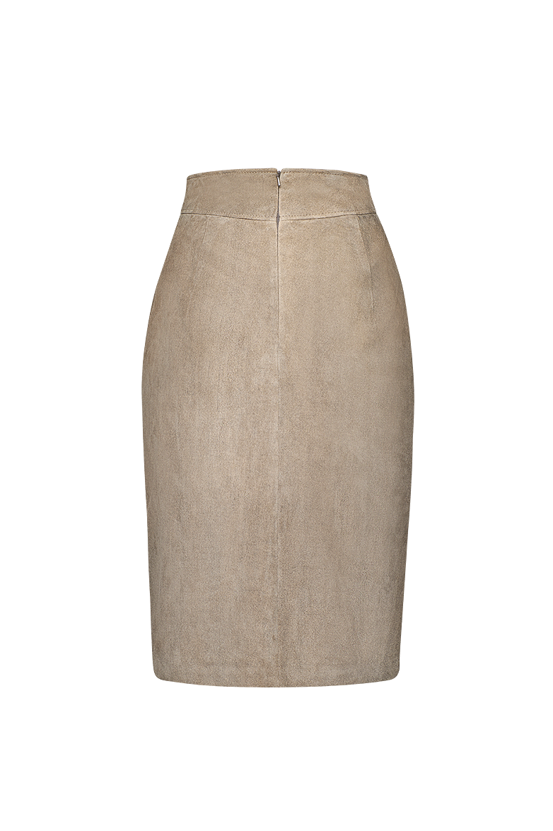 Suede skirt with rounded corners - Image 6