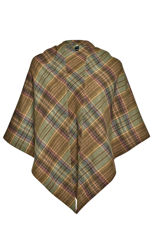 Triangular scarf with check pattern