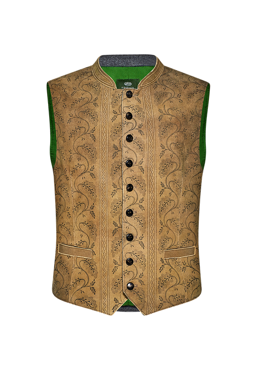 Leather Gilet with hand printing