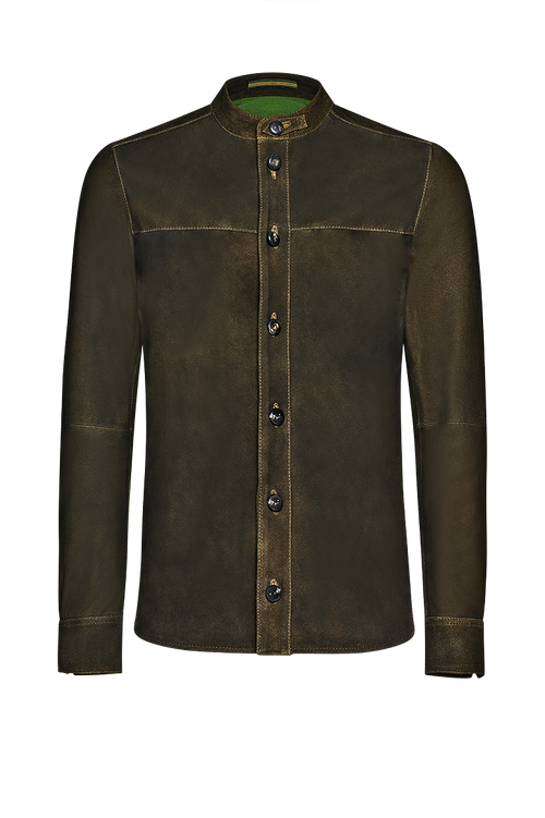 Leather shirt jacket